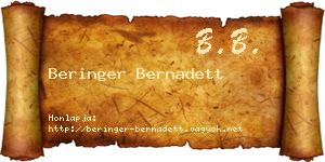 Beringer Bernadett névjegykártya